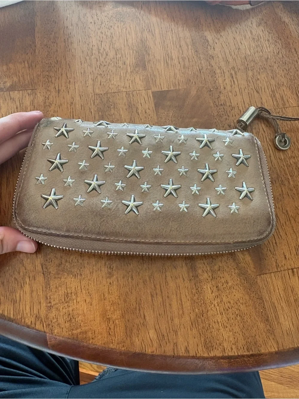 Jimmy choo Studded Star Zip Wallet - tan brown